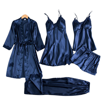 Satijnen Nachtkleding Combi-Set - 5-delig voor Dames