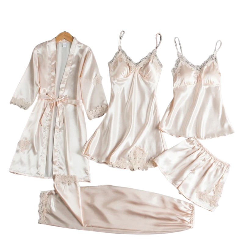 Satijnen Nachtkleding Combi-Set - 5-delig voor Dames