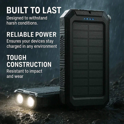 Zonne-energie Powerbank 500000mAh Waterdicht met Dual USB en LED Zaklamp