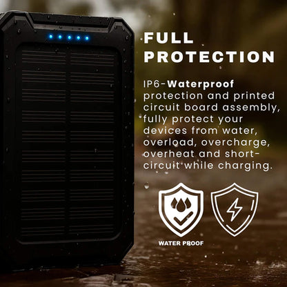 Zonne-energie Powerbank 500000mAh Waterdicht met Dual USB en LED Zaklamp