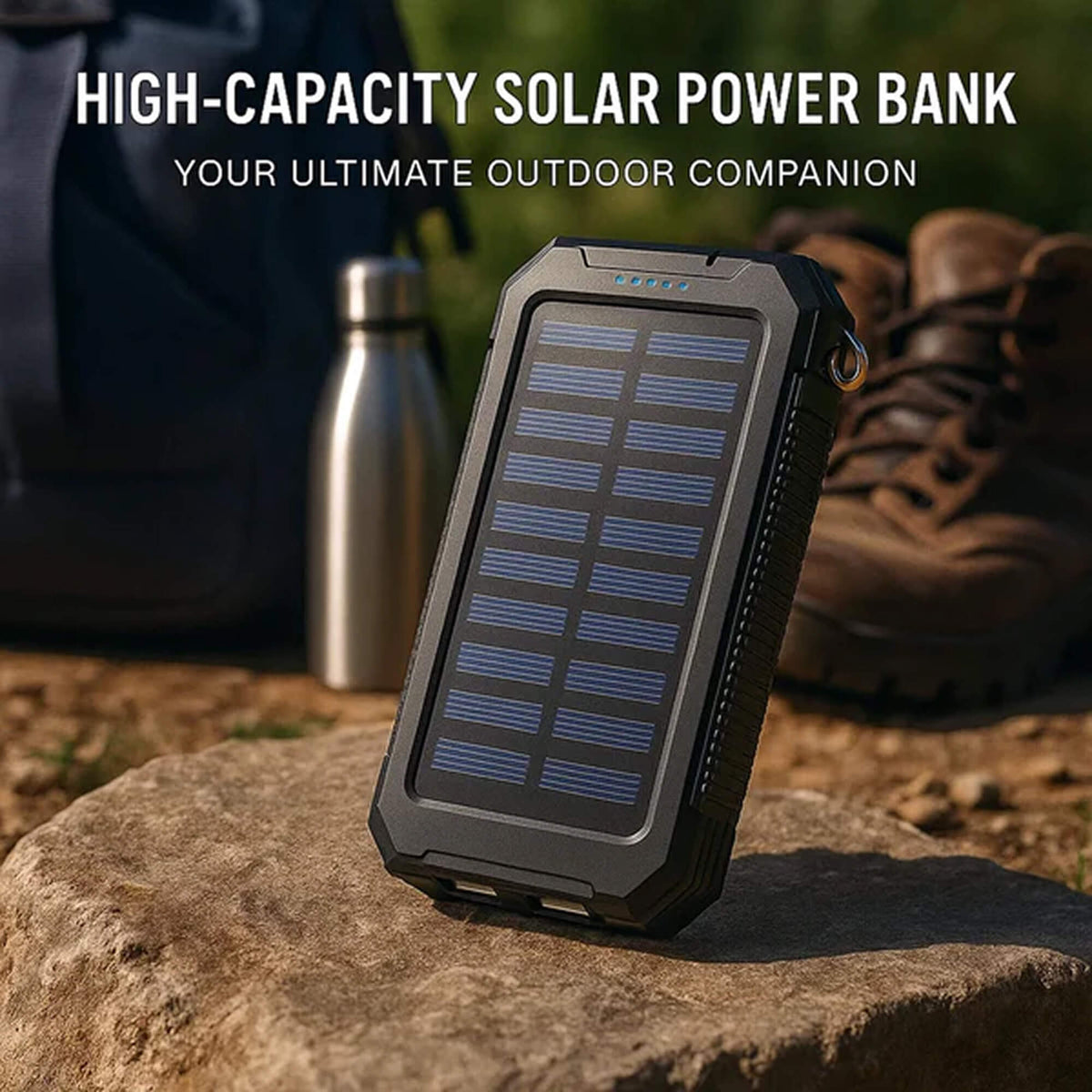 Zonne-energie Powerbank 500000mAh Waterdicht met Dual USB en LED Zaklamp
