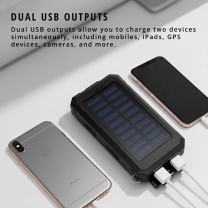 Zonne-energie Powerbank 500000mAh Waterdicht met Dual USB en LED Zaklamp