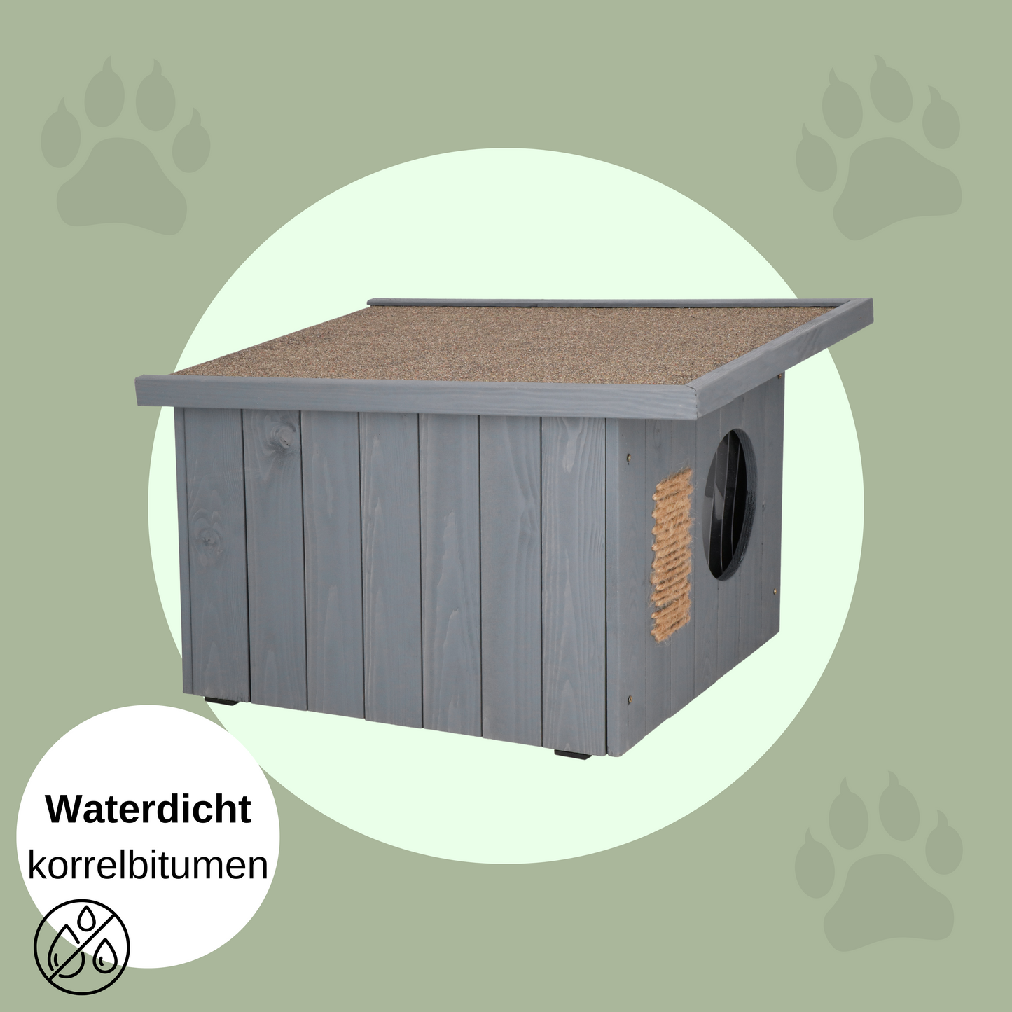 Weerbestendig Houten Kattenhuis met Krabmuur – Luxe Buitenverblijf voor Katten