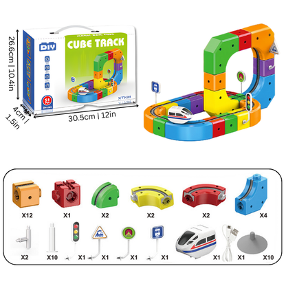 Creatieve Spoorbouwer 3D Trein Bouwset voor Kinderen met Oplaadbare Trein