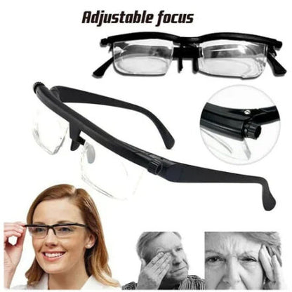 Verstelbare leesbrille met continue focus voor dichtbij en veraf