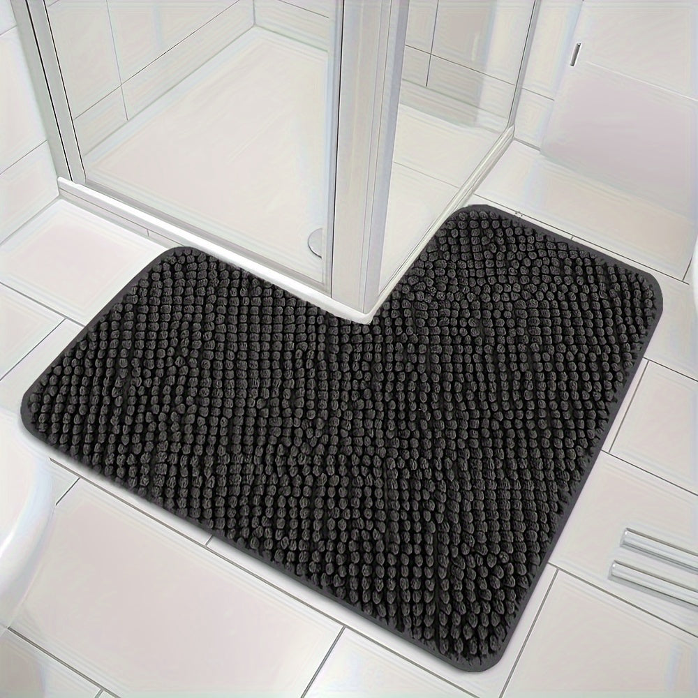 HoekZacht L-vormige Douchemat – Pluche Antislip Badmat met Hoog Absorptievermogen