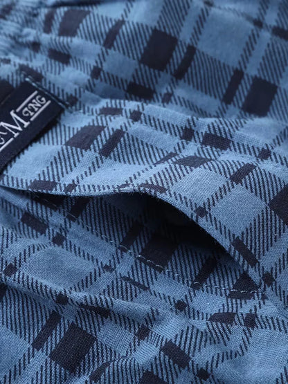 Heren Geruite Boxershort met Elastische Taille en Knoopsluiting