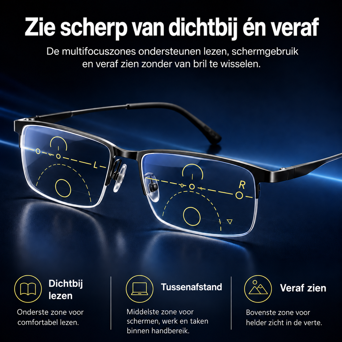 Progressieve Multifocale Bril met Lichtadaptieve Glazen en UV-bescherming