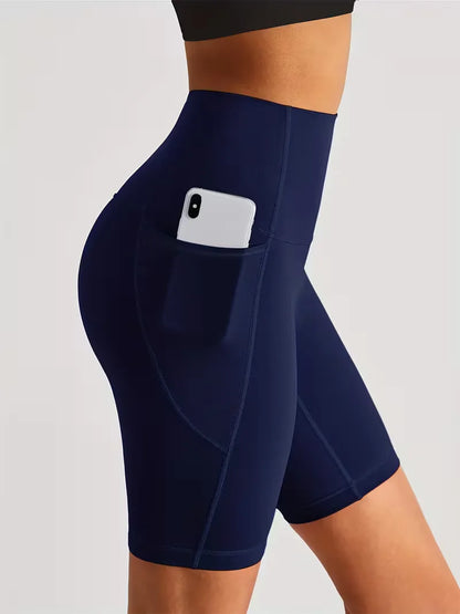 Dames Sportshort met Hoge Taille en Zijzak Ademend