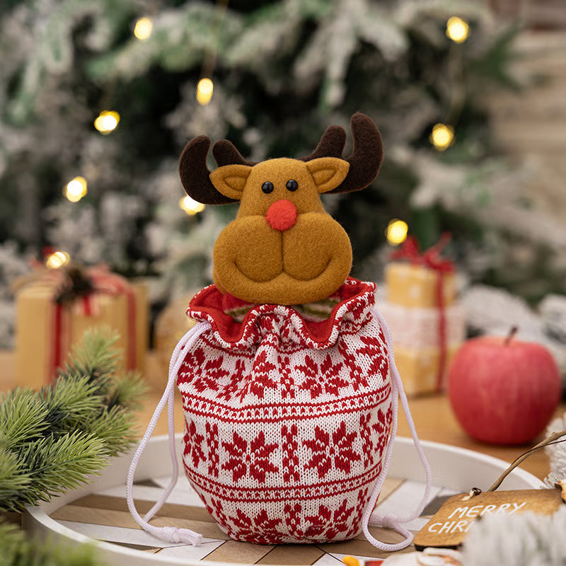 KnitJoy Kerstcadeauzak met Pop – Herbruikbare Gebreide Cadeauzak voor Kinderen