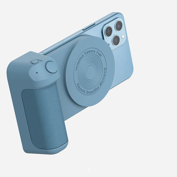 Griply Magnetische Telefoonhouder met Draadloos Opladen – Anti-Tril Handgreep voor Stabiele Opnames