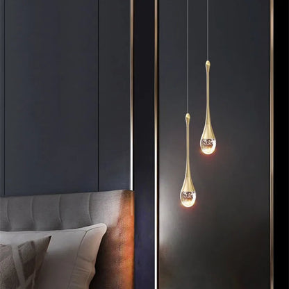 Druppelvormige glazen hanglamp met warmwit licht - 3000K