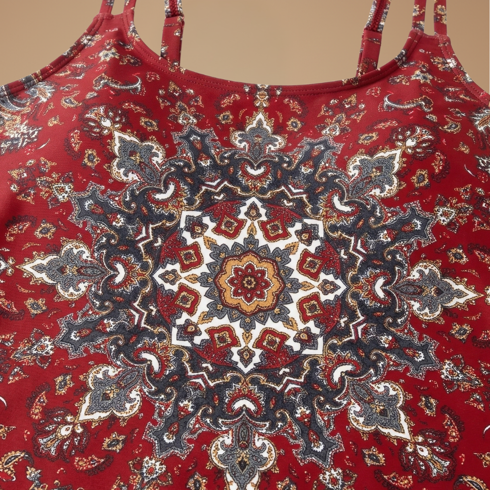 ZeeLuna Dames Tankini met Patroon en Tweedelig Ontwerp