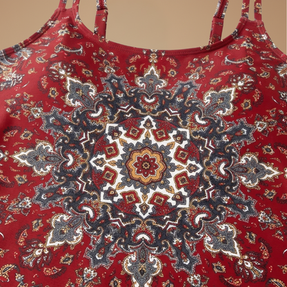 ZeeLuna Dames Tankini met Patroon en Tweedelig Ontwerp