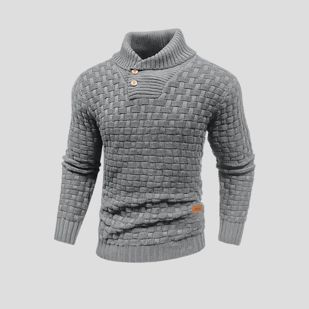 KnitForm Herentrui – Gebreide Halve Kraagtrui met Knoopsluiting en Klassieke Pasvorm