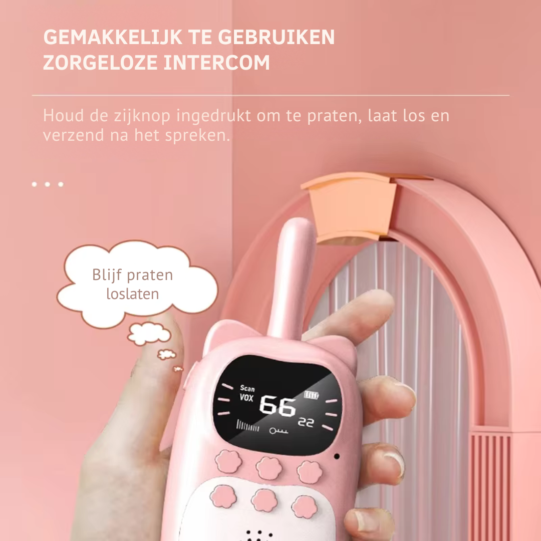 Praatmaat Kinder Walkie Talkies Duo met Oplaadbare Batterij en Groot Bereik