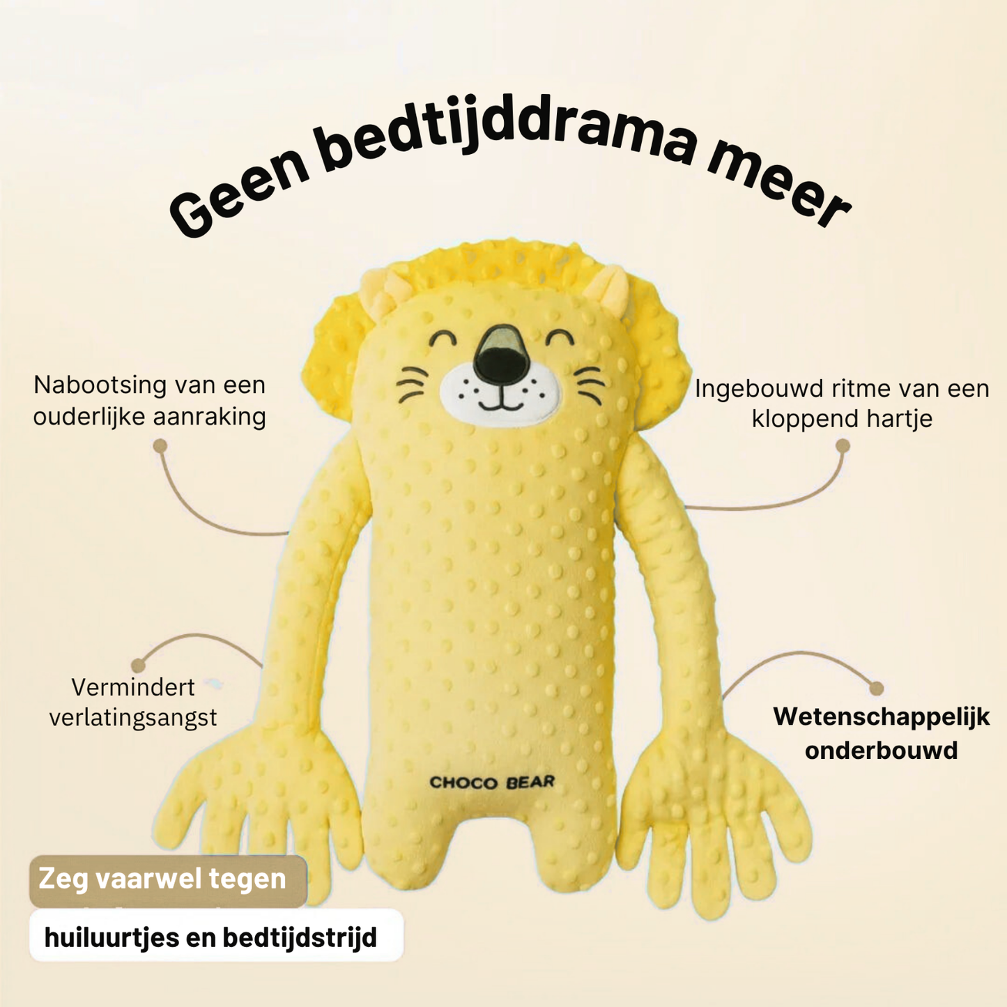 SlaapKnuffel Beer met Zachte Ritmische Klopbeweging voor Baby's