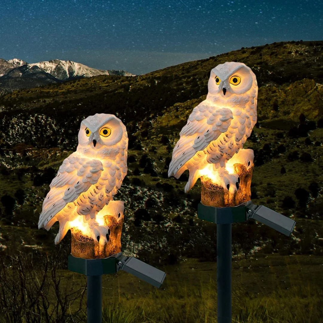 Solar Tuinlamp Uilux – Draadloze Buitenlamp op Zonne-energie met Uilendesign