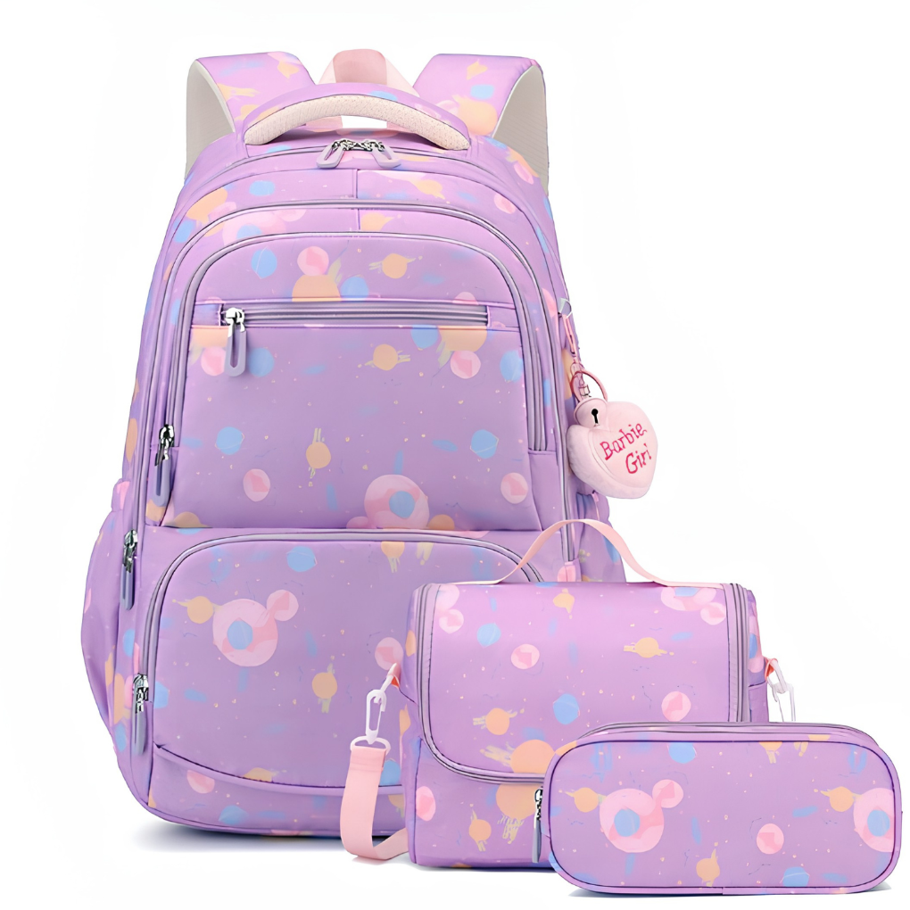 Driedelige Schooltas Set met Cartoonprint - Rugzak, Etui en Accessoires