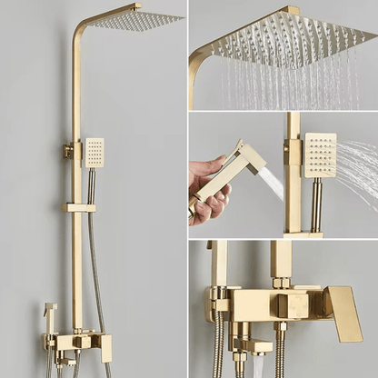 RainFlow Luxe regendouche set – verstelbare messing douchekraan met 4 functies