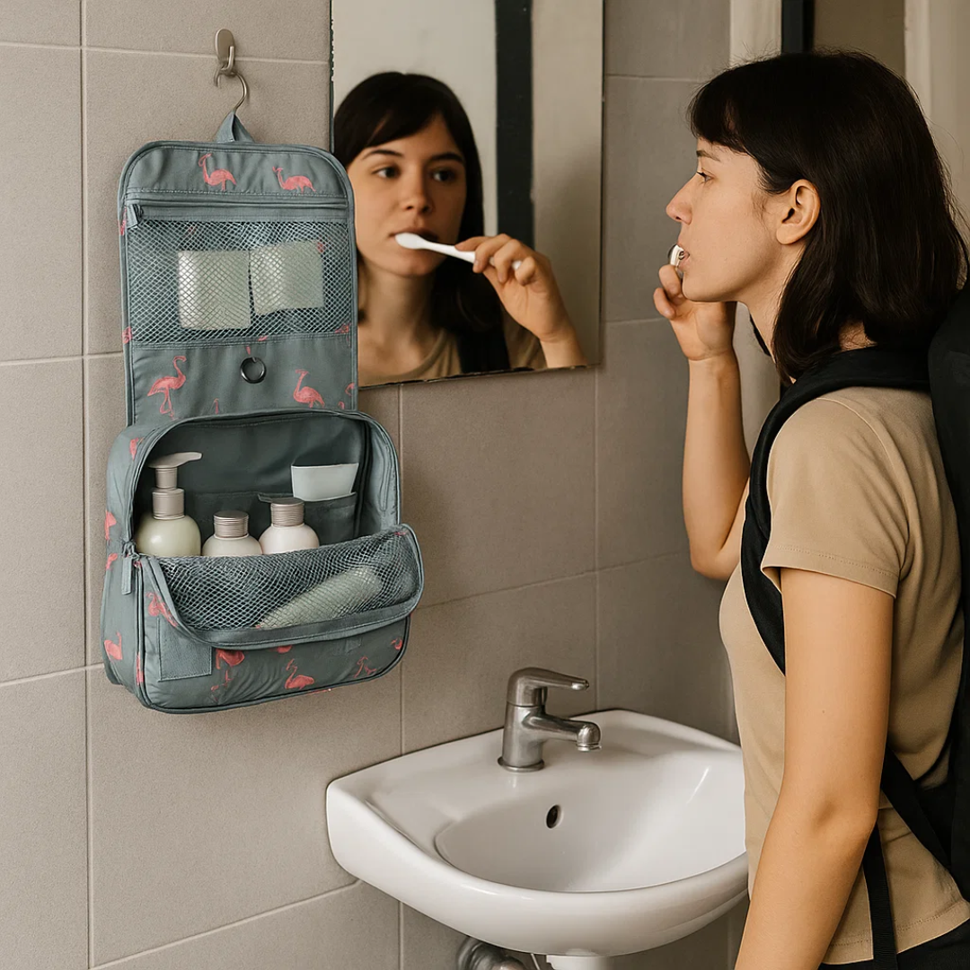 TravelEase – Waterafstotende Cosmetictas met Haak en Vakken | Reistoilettas