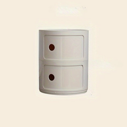 Ronde Nachtkast met Kunststof Lades en Modern Design