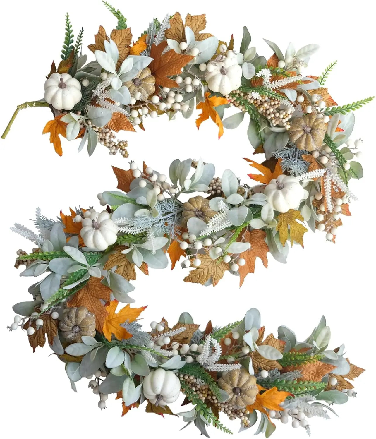 Halloween Herfstkrans – Handgemaakte Deurkrans met Pompoenen en Eucalyptus