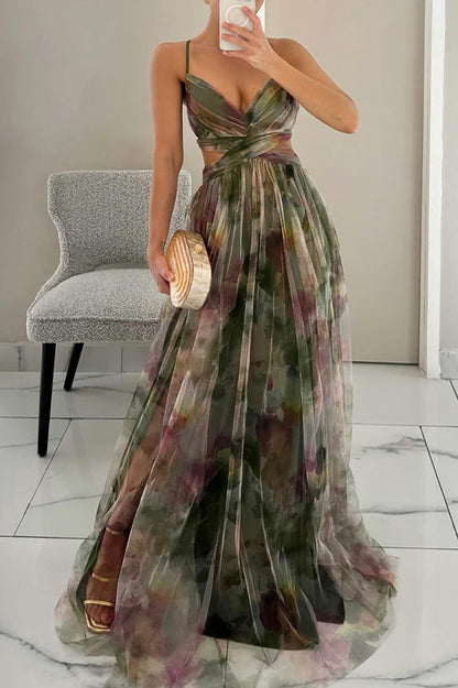 FloraBreeze Flowy Zomerjurk met Bloemenprint en Open Rug