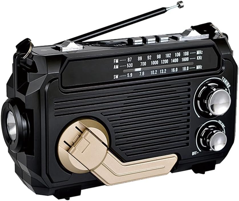 Multifunctionele Noodradio met Zonnepaneel en Dynamo - Powerbank en Zaklamp