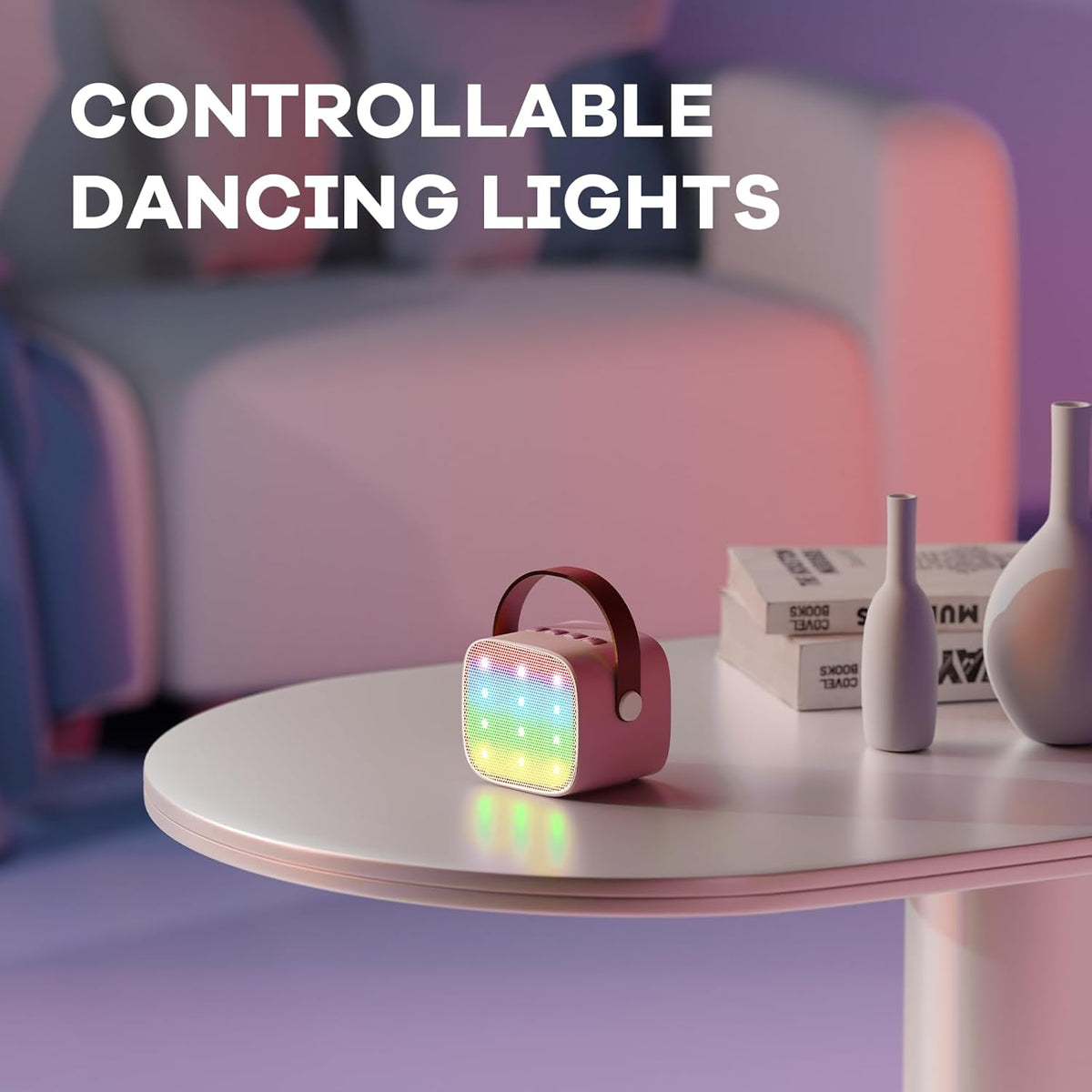 Skanto | Draagbare Mini-Karaoke-machine met Bluetooth-luidspreker en 2 Draadloze Microfoons – Veylo