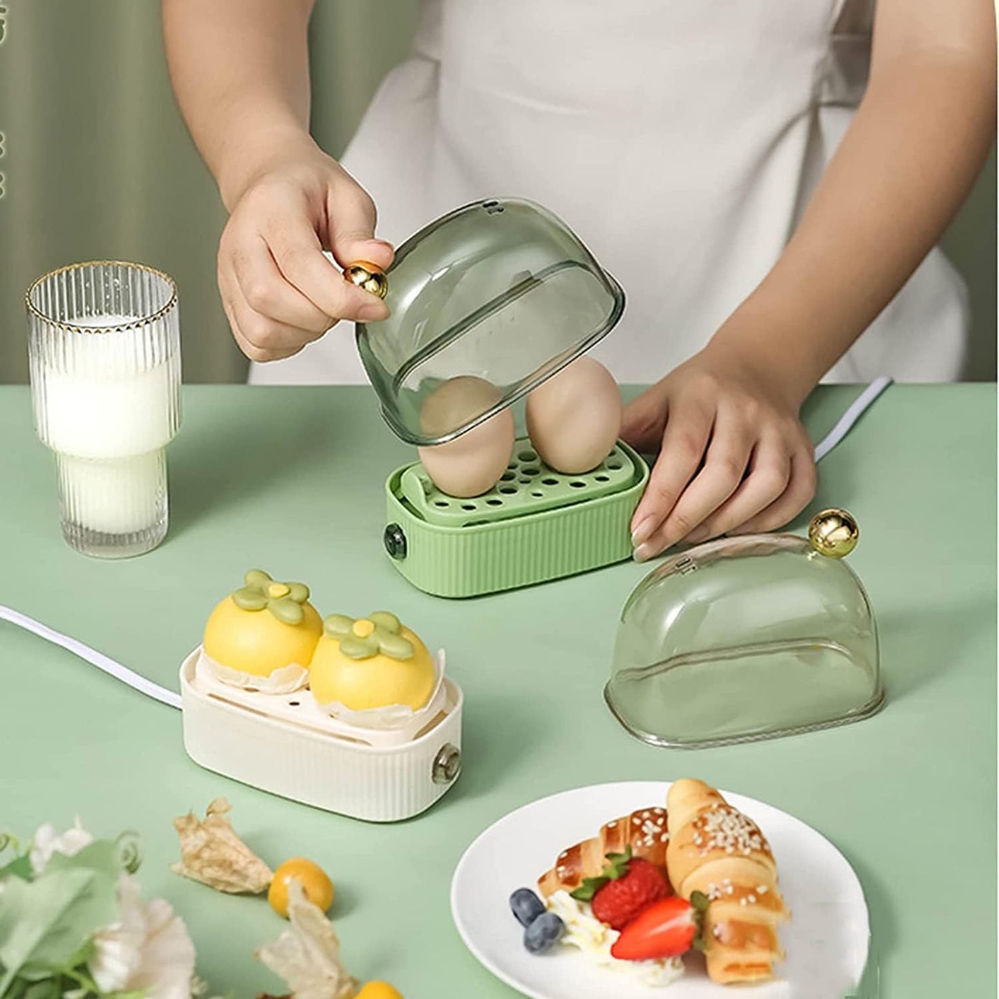 KookNest Mini Eierkoker – Automatische Elektrische Eierkoker voor 2 Eieren