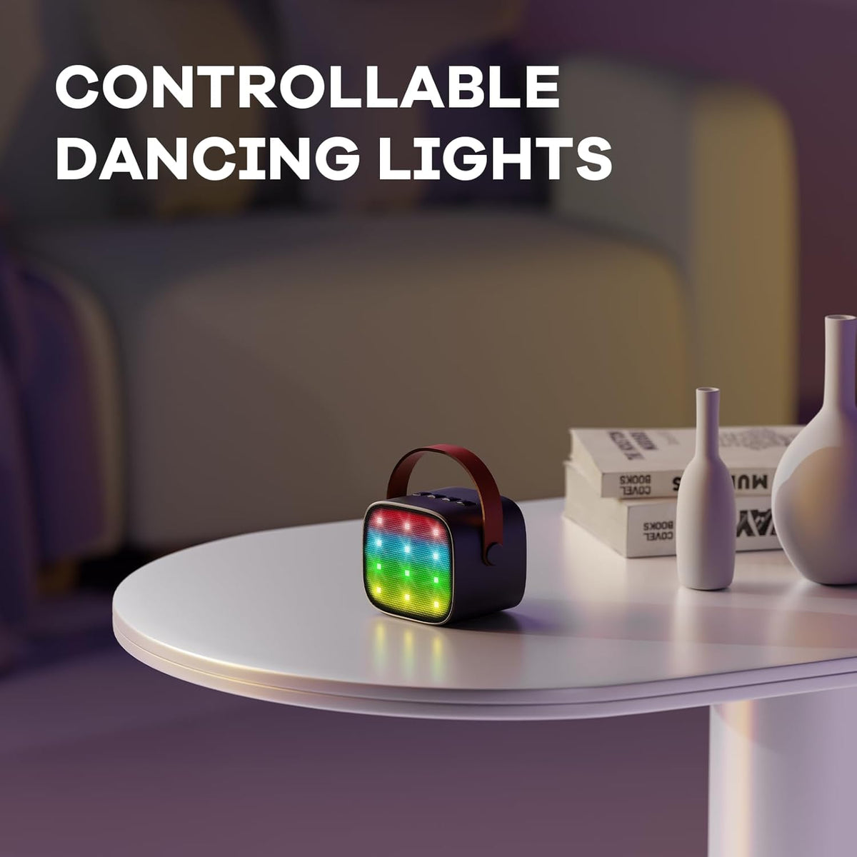 Skanto | Draagbare Mini-Karaoke-machine met Bluetooth-luidspreker en 2 Draadloze Microfoons – Veylo