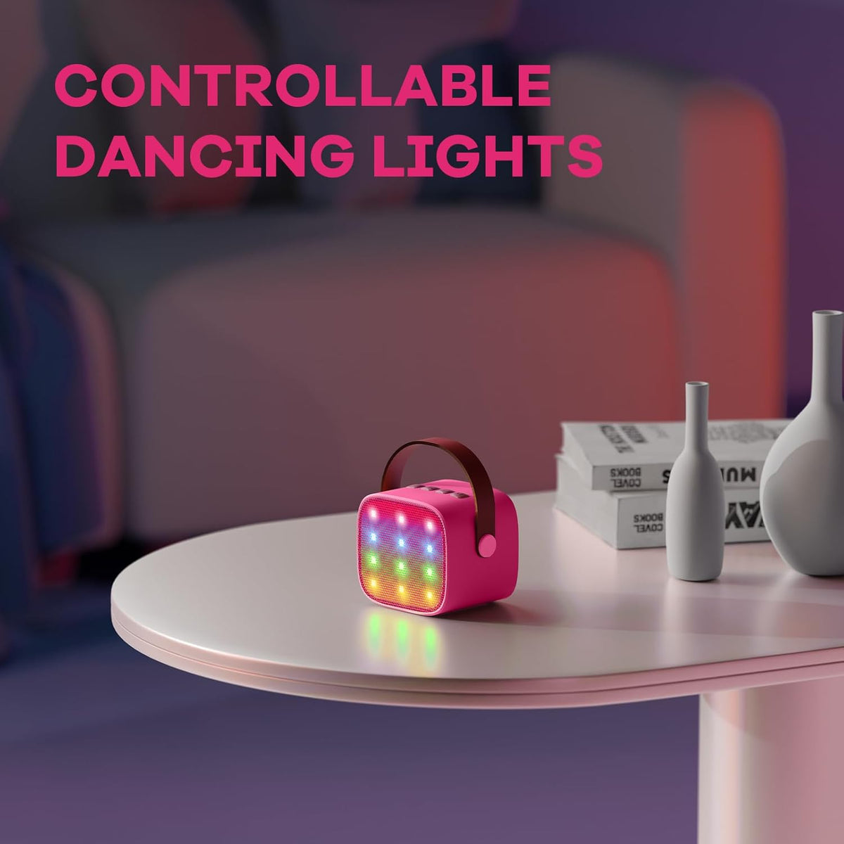 Skanto | Draagbare Mini-Karaoke-machine met Bluetooth-luidspreker en 2 Draadloze Microfoons – Veylo