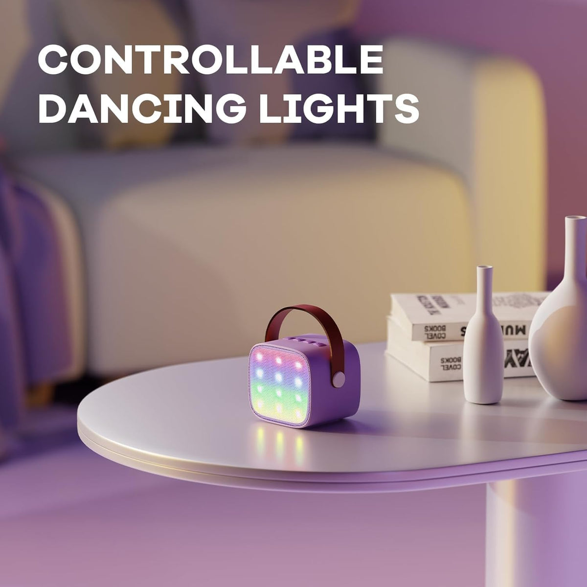 Skanto | Draagbare Mini-Karaoke-machine met Bluetooth-luidspreker en 2 Draadloze Microfoons – Veylo