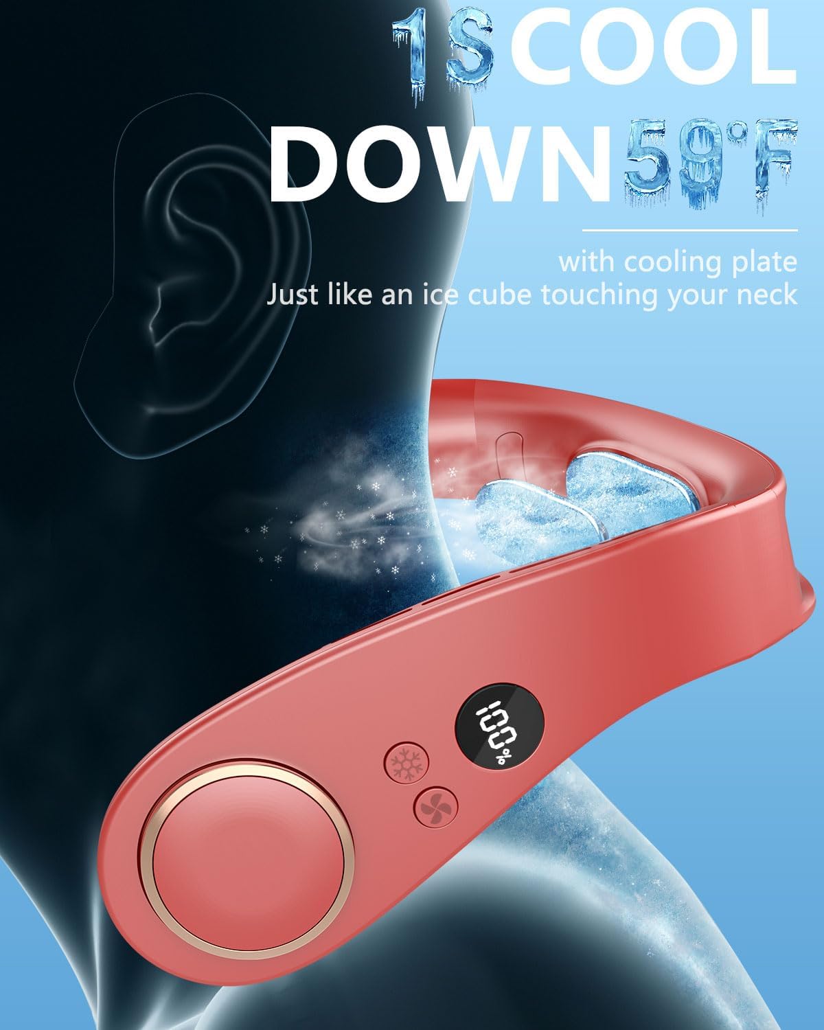 NekCooler Pro – Bladloze Nekventilator met Koelplaat en LED-display