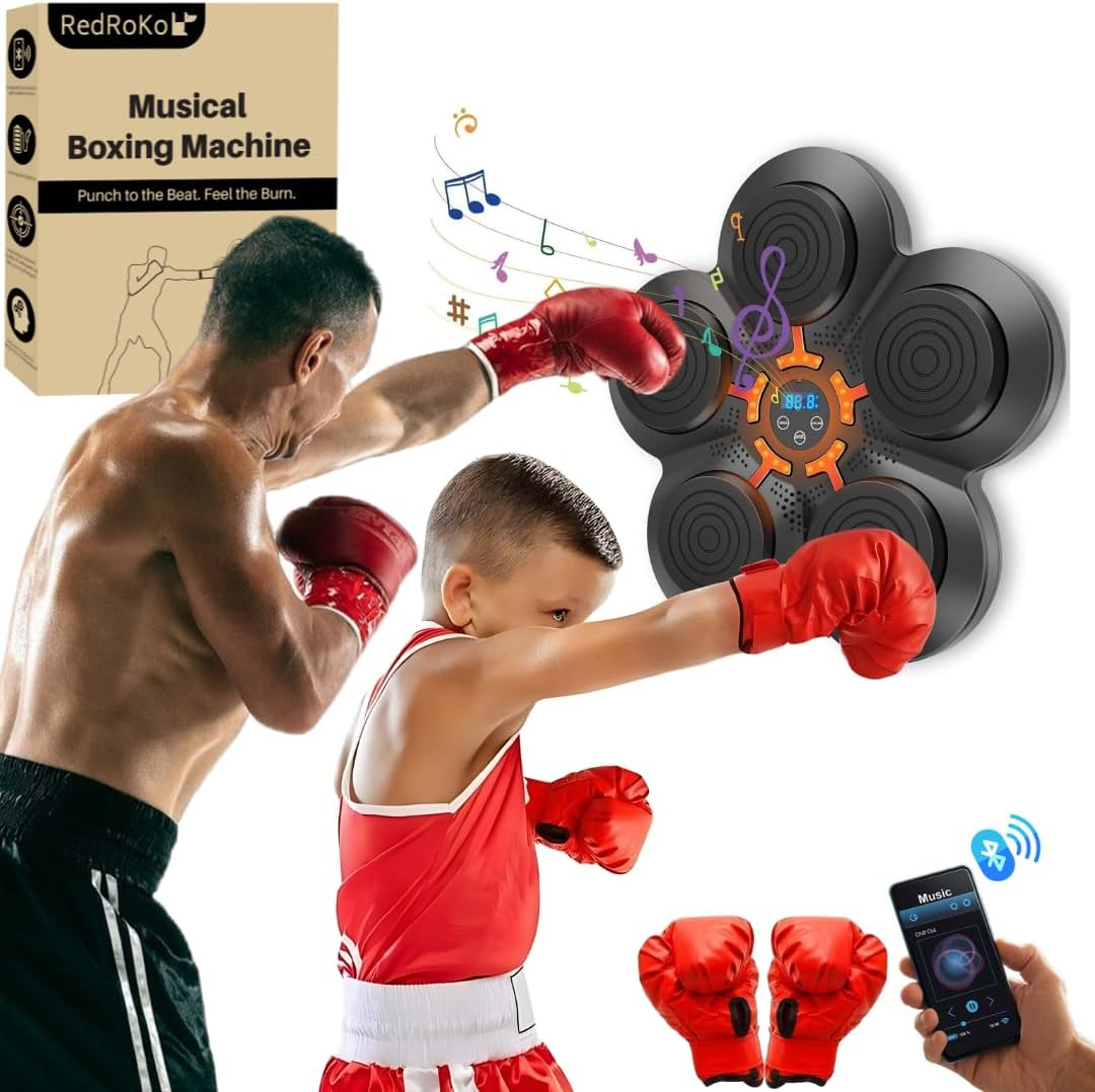 RitmeBox Wandtrainer – Slimme Bluetooth Boksmachine met Muziek & LED-reactie