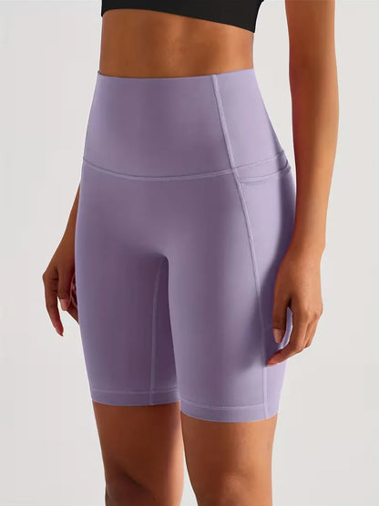 Dames Sportshort met Hoge Taille en Zijzak Ademend