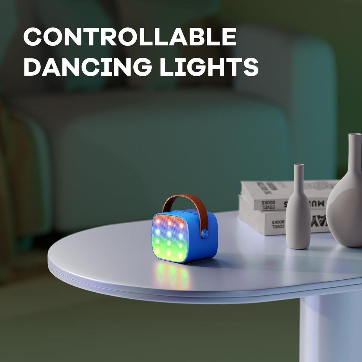 Skanto | Draagbare Mini-Karaoke-machine met Bluetooth-luidspreker en 2 Draadloze Microfoons – Veylo