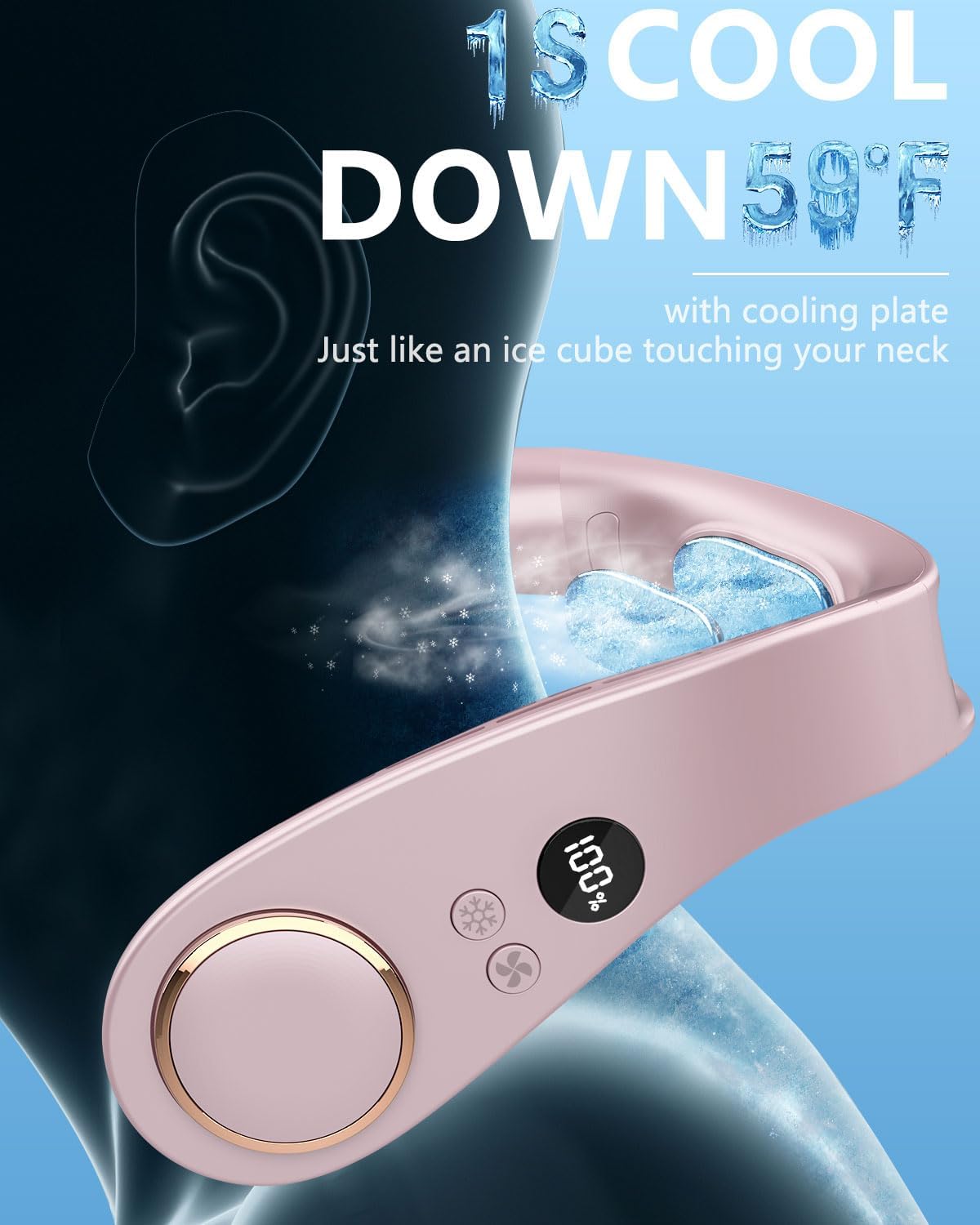 NekCooler Pro – Bladloze Nekventilator met Koelplaat en LED-display