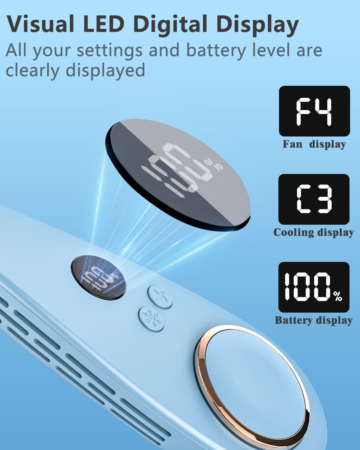 NekCooler Pro – Bladloze Nekventilator met Koelplaat en LED-display