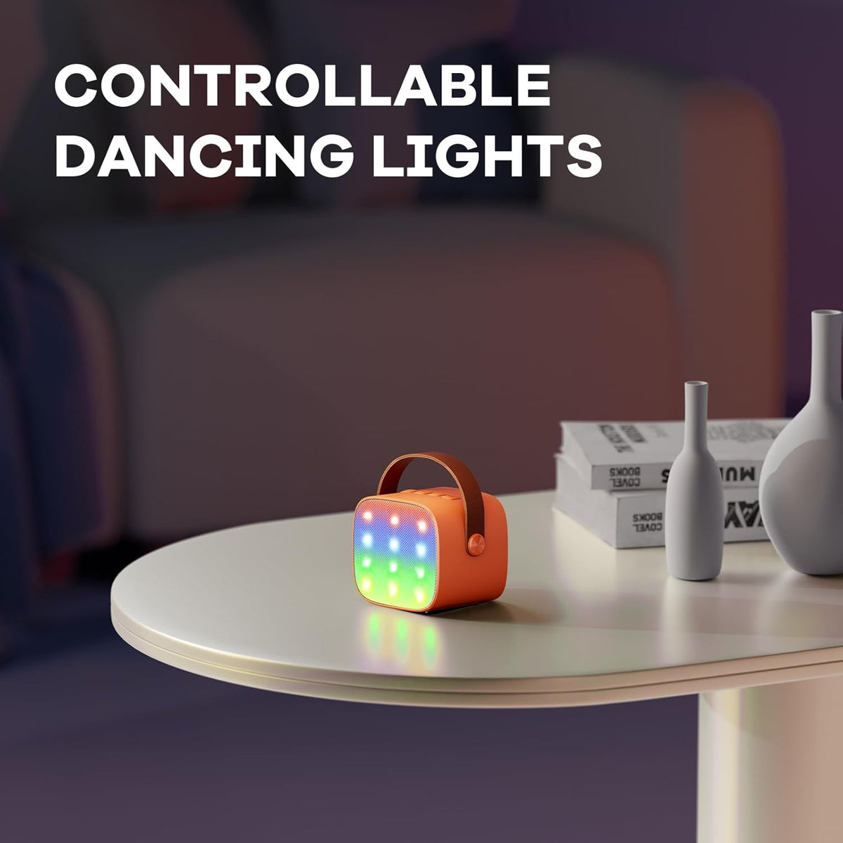 Skanto | Draagbare Mini-Karaoke-machine met Bluetooth-luidspreker en 2 Draadloze Microfoons – Veylo