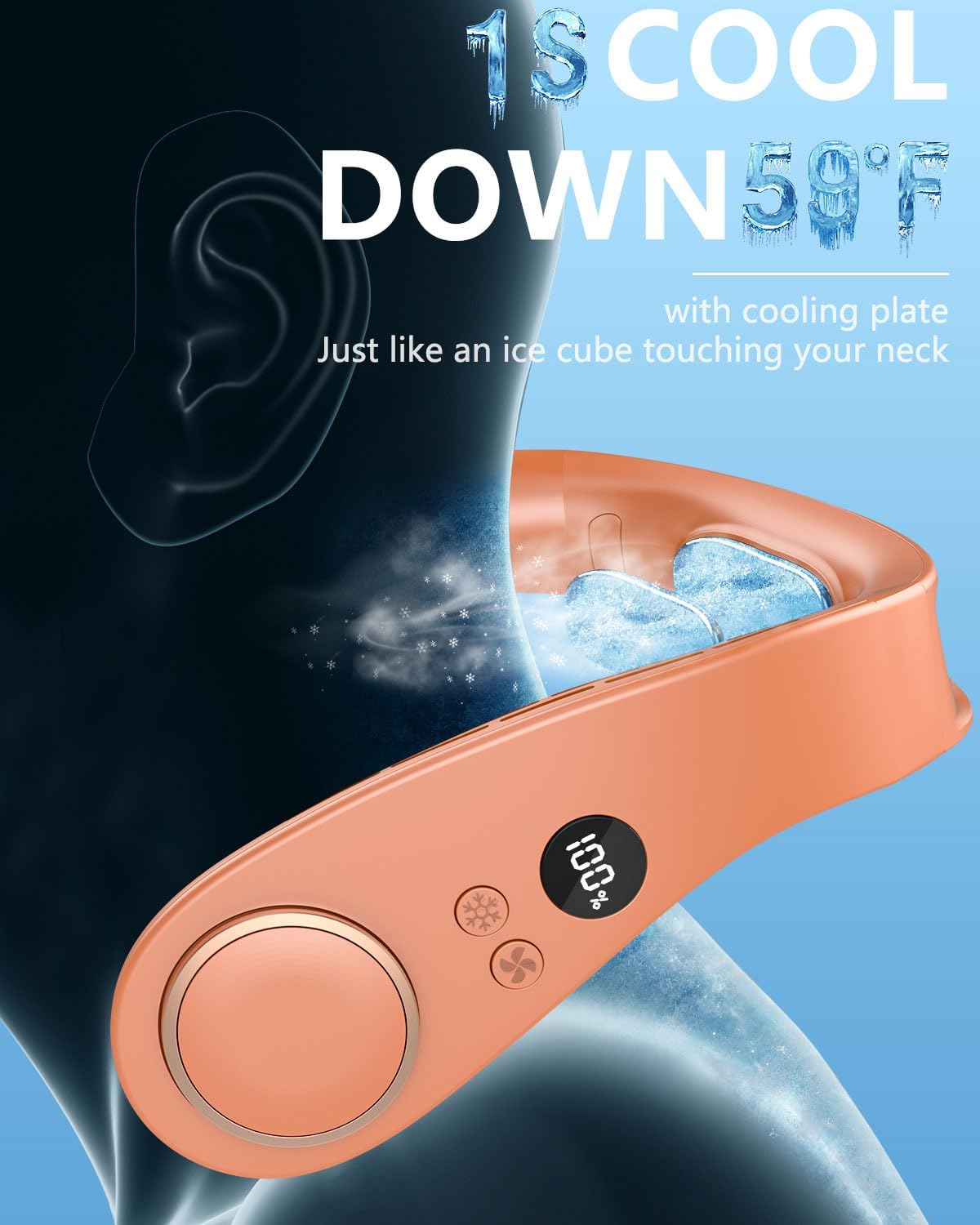 NekCooler Pro – Bladloze Nekventilator met Koelplaat en LED-display