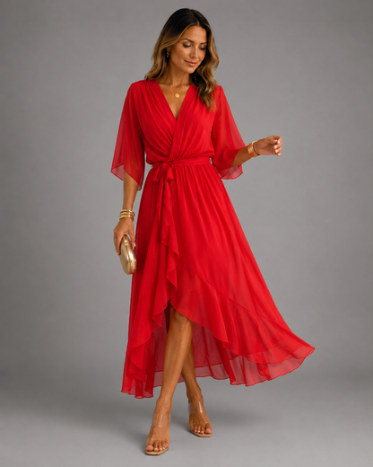 Elegante Chiffon Maxi Jurk met Taillering - Perfecte Pasvorm