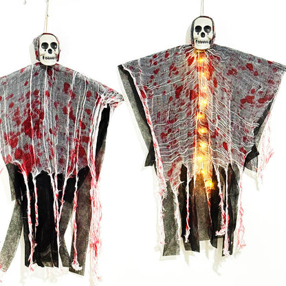 Halloween Hangdecoratie – Bloedrode Luminieuze Schedel Geest