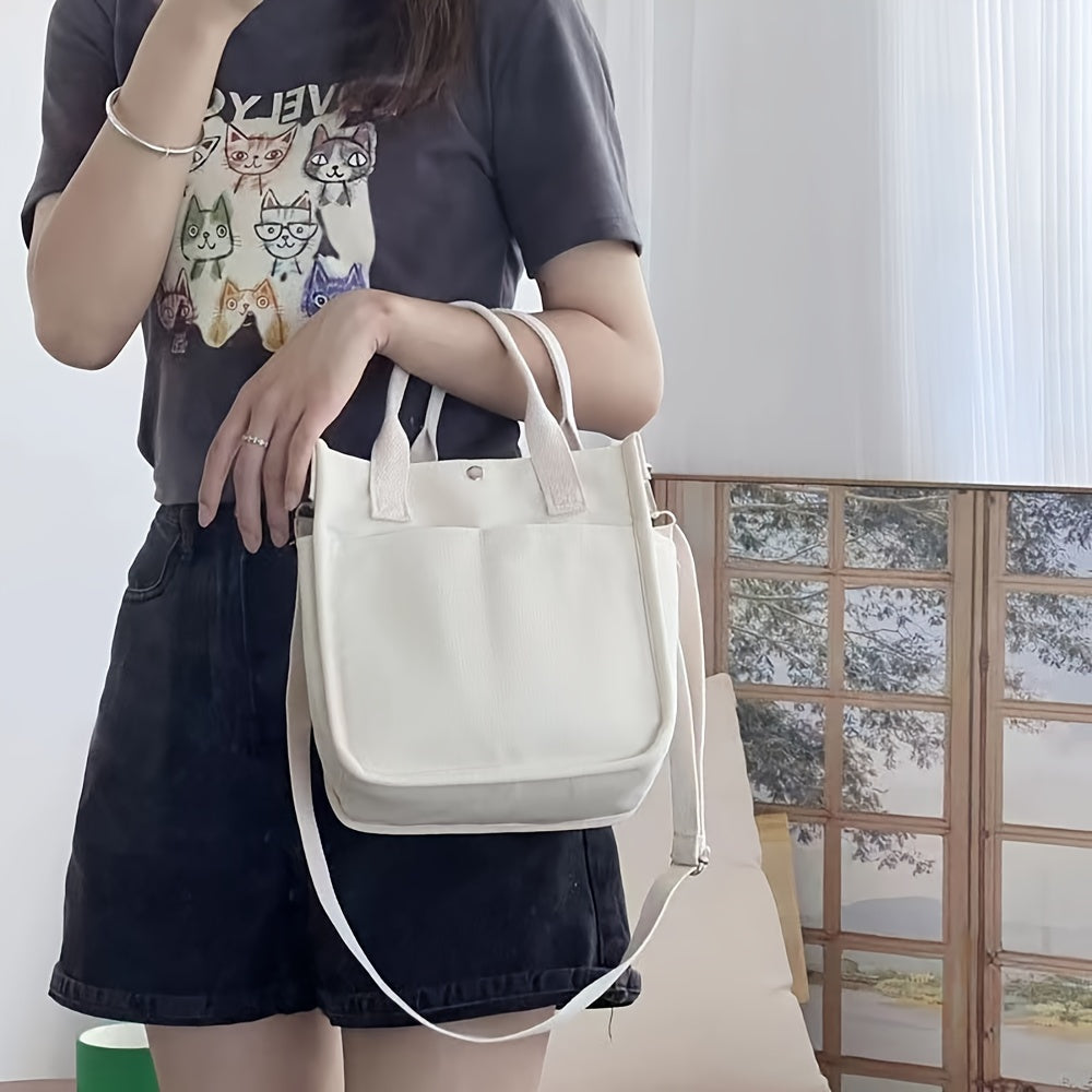 UrbanEase Canvas Slingbag – Witte Schoudertas met Magneetsluiting en Verstelbare Riem