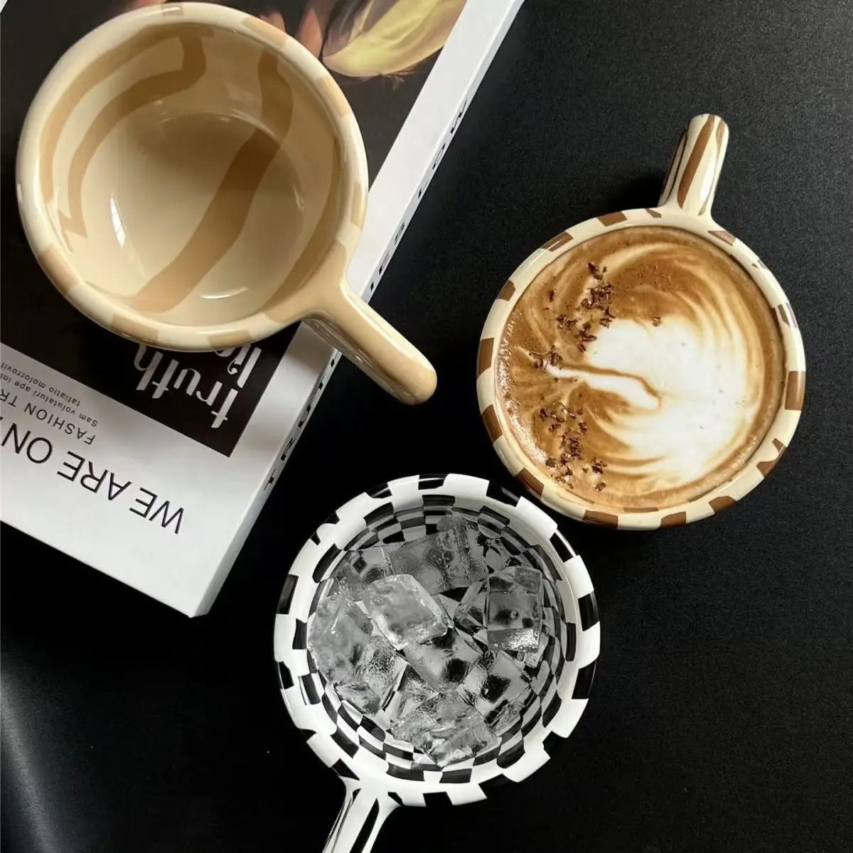 Ruitpatroon Keramische Koffiemok - 150ml Dagelijks Gebruik