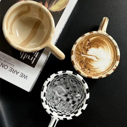 Ruitpatroon Keramische Koffiemok - 150ml Dagelijks Gebruik