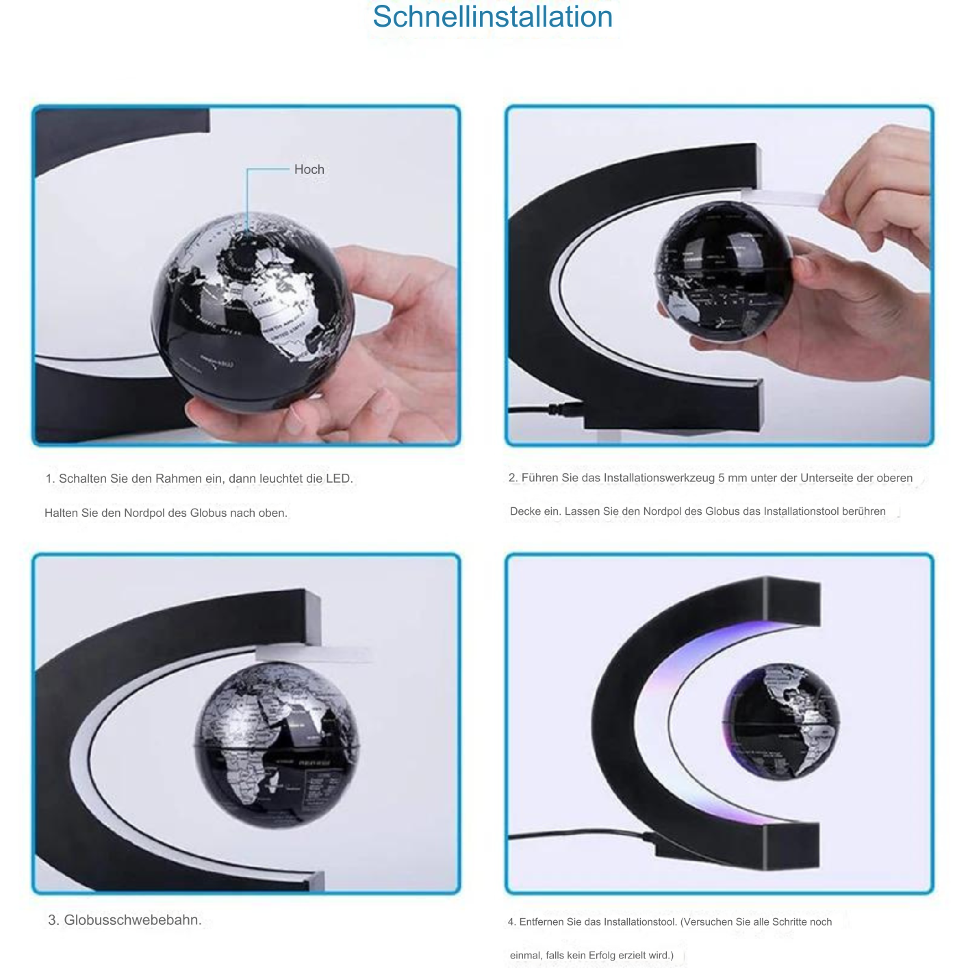 AstroGlobe LED Wereldbol – Zwevende Globe Lamp met Magnetische Ophanging