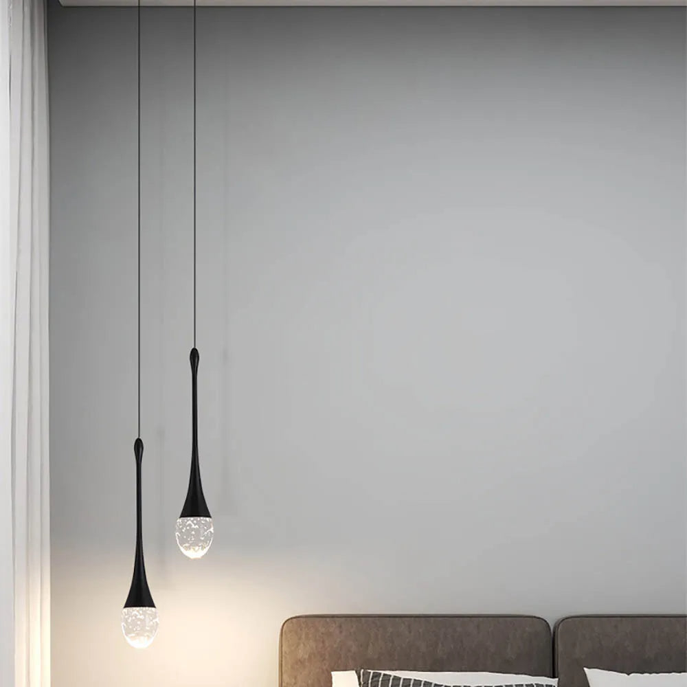 Druppelvormige glazen hanglamp met warmwit licht - 3000K