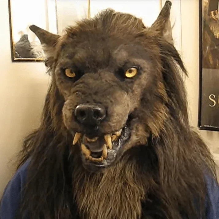 Interactieve Weerwolf Masker met LED-ogen en Beweegbare Oren